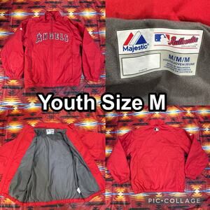 Majestic MLB Anaheim Angels Red Jacket Size Youth Size Medium Full Zip